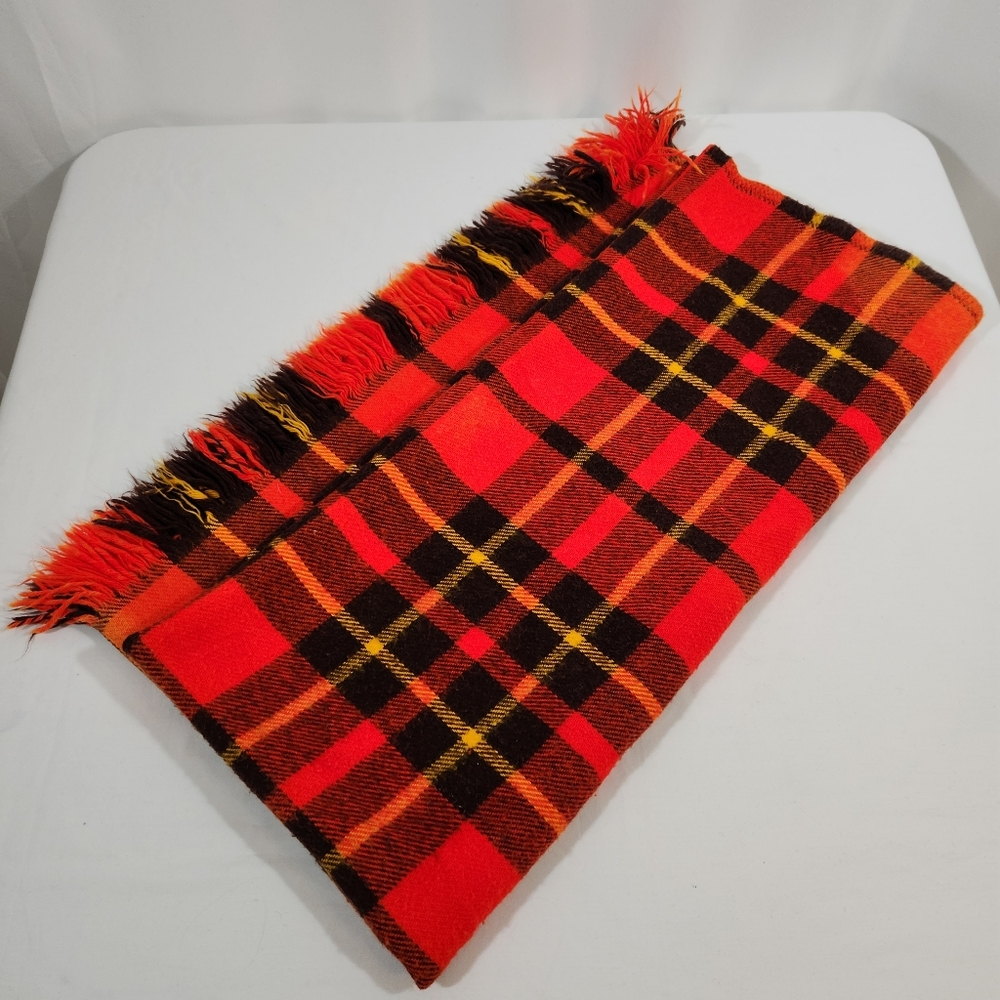 Vintage Faribo 52x52 Wool Cotton Blend Blanket Throw Plaid Tartan